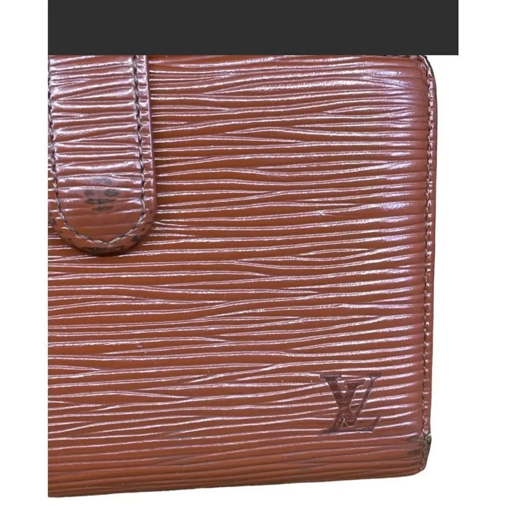 LOUIS VUITTON KISSLOCK BIFOLD WALLET BROWN EPI LEATHER